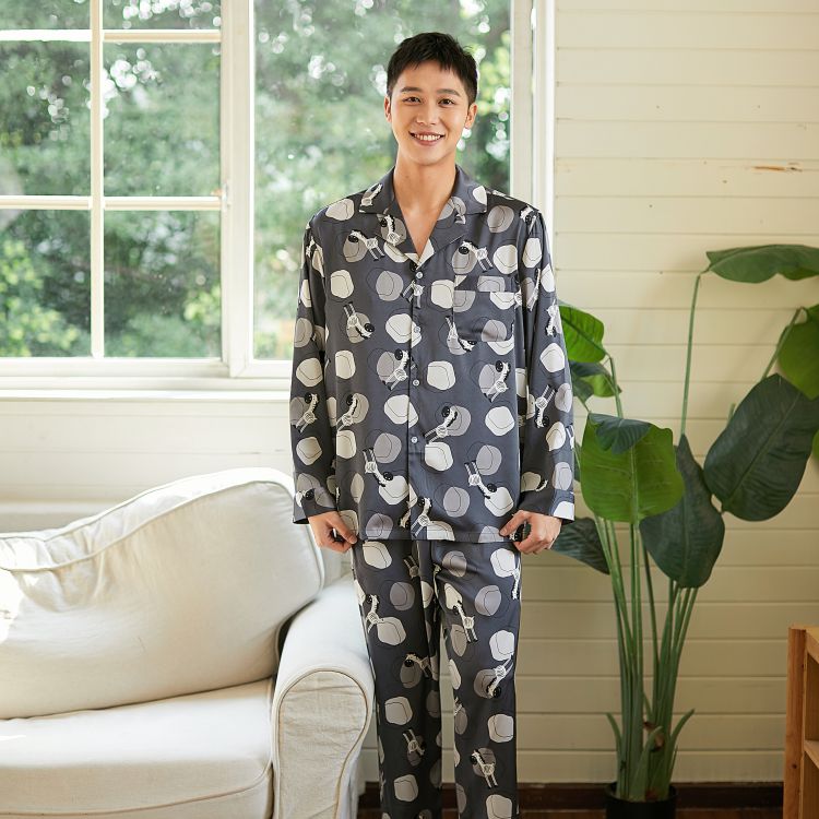 男士冰雪丝印花开扣套